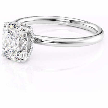 Inel de logodnă Indie din aur Alb 14kt cu moissanite tăietură pernă – Solitar rafinată pentru profil înalt | Personalizează și configurează gratuit online [6]