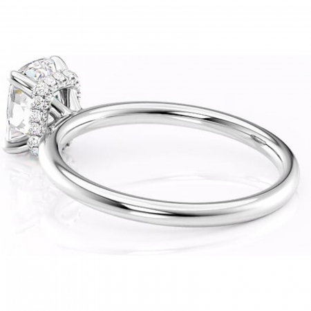 Inel de logodnă Indie din aur Alb 14kt cu moissanite tăietură pernă – Solitar rafinată pentru profil înalt | Personalizează și configurează gratuit online [4]