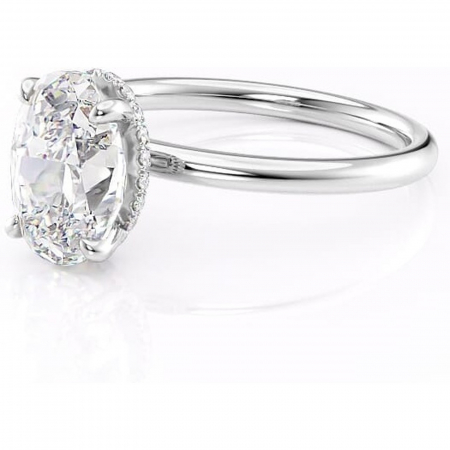Inel de logodnă Indie din aur Alb 14kt cu moissanite tăietură ovală – Solitar rafinată pentru profil înalt | Personalizează și configurează gratuit online [6]