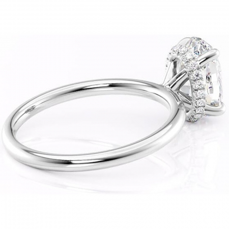 Inel de logodnă Indie din aur Alb 14kt cu moissanite tăietură ovală – Solitar rafinată pentru profil înalt | Personalizează și configurează gratuit online [2]