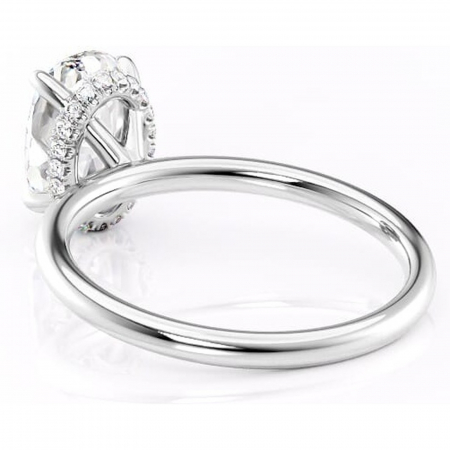 Inel de logodnă Indie din aur Alb 14kt cu moissanite tăietură ovală – Solitar rafinată pentru profil înalt | Personalizează și configurează gratuit online [3]