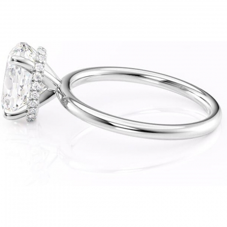 Inel de logodnă Indie din aur Alb 14kt cu moissanite tăietură ovală – Solitar rafinată pentru profil înalt | Personalizează și configurează gratuit online [5]