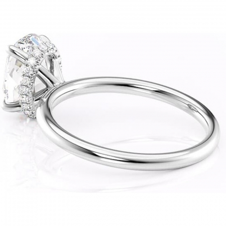 Inel de logodnă Indie din aur Alb 14kt cu moissanite tăietură ovală – Solitar rafinată pentru profil înalt | Personalizează și configurează gratuit online [4]