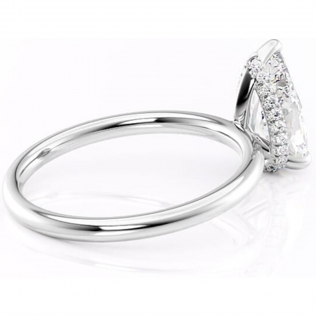 Inel de logodnă Indie din aur Alb 18kt cu moissanite tăietură pară – Solitar rafinată pentru profil înalt | Personalizează și configurează gratuit online [2]