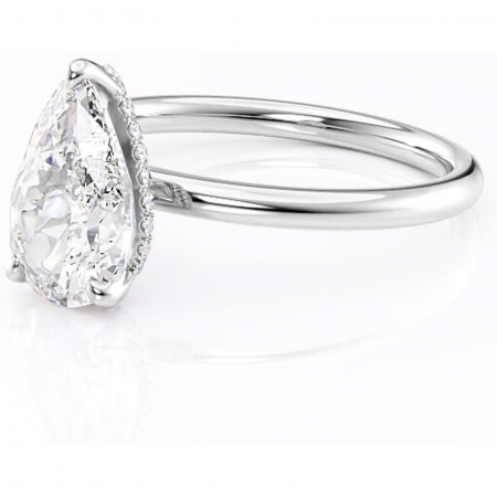 Inel de logodnă Indie din aur Alb 18kt cu moissanite tăietură pară – Solitar rafinată pentru profil înalt | Personalizează și configurează gratuit online [6]