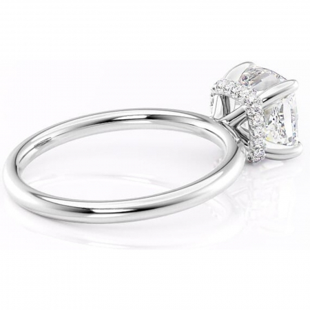 Inel de logodnă Indie din aur Alb 18kt cu moissanite tăietură pernă – Solitar rafinată pentru profil înalt | Personalizează și configurează gratuit online [2]