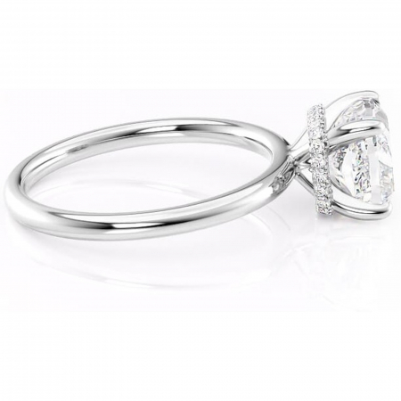 Inel de logodnă Indie din aur Alb 18kt cu moissanite tăietură pernă – Solitar rafinată pentru profil înalt | Personalizează și configurează gratuit online [1]