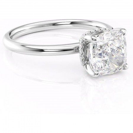 Pernă - Inel de logodnă Indie din aur Alb 14kt cu moissanite tăietură pernă – Solitar rafinată pentru profil înalt | Personalizează și configurează gratuit online