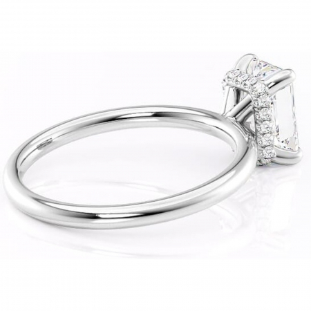 Inel de logodnă Indie din aur Alb 14kt cu moissanite tăietură radiantă – Solitar rafinată pentru profil înalt | Personalizează și configurează gratuit online [2]