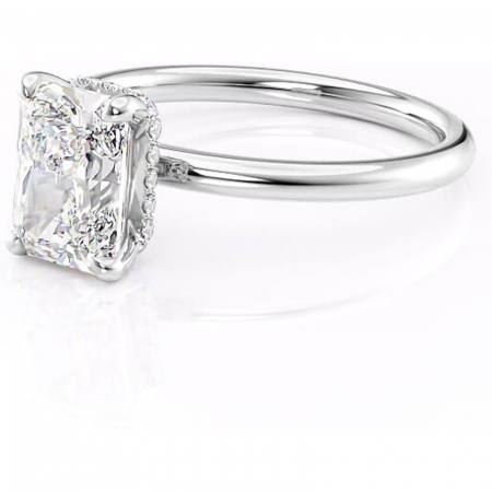 Inel de logodnă Indie din aur Alb 14kt cu moissanite tăietură radiantă – Solitar rafinată pentru profil înalt | Personalizează și configurează gratuit online [6]