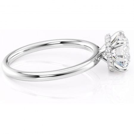 Inel de logodnă Indie din aur Alb 14kt cu moissanite tăietură rotundă – Solitar rafinată pentru profil înalt | Personalizează și configurează gratuit online [1]