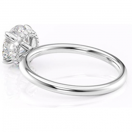 Inel de logodnă Indie din aur Alb 14kt cu moissanite tăietură rotundă – Solitar rafinată pentru profil înalt | Personalizează și configurează gratuit online [4]