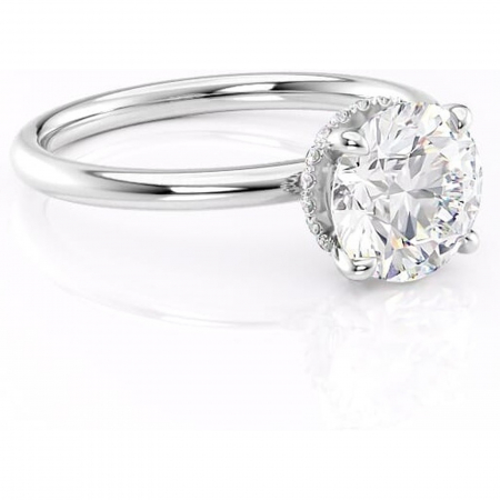 Halo - Inel de logodnă Indie din aur Alb 14kt cu moissanite tăietură rotundă – Solitar rafinată pentru profil înalt | Personalizează și configurează gratuit online
