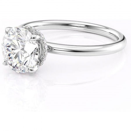 Inel de logodnă Indie din aur Alb 14kt cu moissanite tăietură rotundă – Solitar rafinată pentru profil înalt | Personalizează și configurează gratuit online [6]