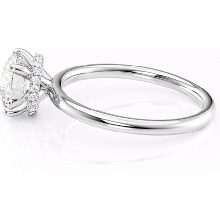 Inel de logodnă Indie din aur Alb 14kt cu moissanite tăietură rotundă – Solitar rafinată pentru profil înalt | Personalizează și configurează gratuit online [5]