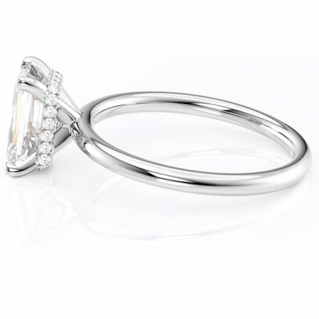 Inel de logodnă Indie din aur Alb 14kt cu moissanite tăietură smarald – Solitar rafinată pentru profil înalt | Personalizează și configurează gratuit online [5]