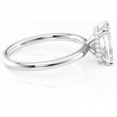 Inel de logodnă Indie din aur Alb 14kt cu moissanite tăietură smarald – Solitar rafinată pentru profil înalt | Personalizează și configurează gratuit online [1]