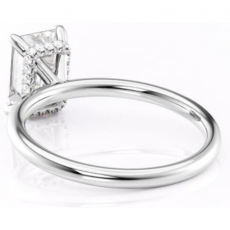 Inel de logodnă Indie din aur Alb 14kt cu moissanite tăietură smarald – Solitar rafinată pentru profil înalt | Personalizează și configurează gratuit online [3]