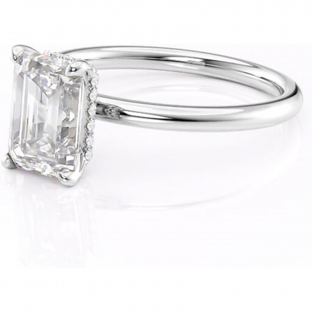 Inel de logodnă Indie din aur Alb 14kt cu moissanite tăietură smarald – Solitar rafinată pentru profil înalt | Personalizează și configurează gratuit online [6]