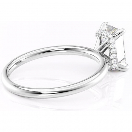 Inel de logodnă Indie din aur Alb 14kt cu moissanite tăietură smarald – Solitar rafinată pentru profil înalt | Personalizează și configurează gratuit online [2]