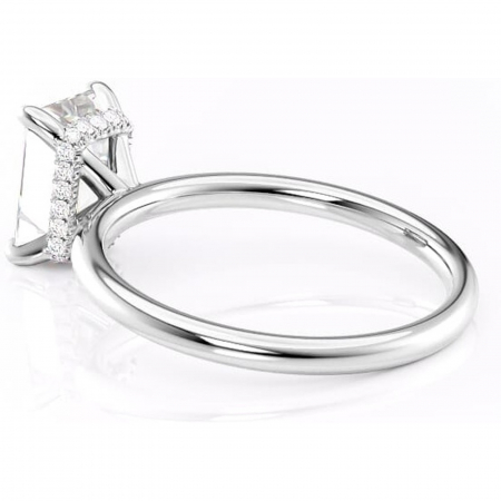 Inel de logodnă Indie din aur Alb 14kt cu moissanite tăietură smarald – Solitar rafinată pentru profil înalt | Personalizează și configurează gratuit online [4]