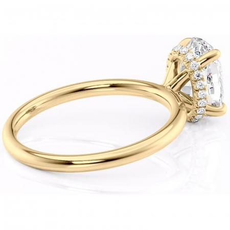 Inel de logodnă Indie din aur Galben 14kt cu moissanite tăietură ovală – Solitar rafinată pentru profil înalt | Personalizează și configurează gratuit online [2]
