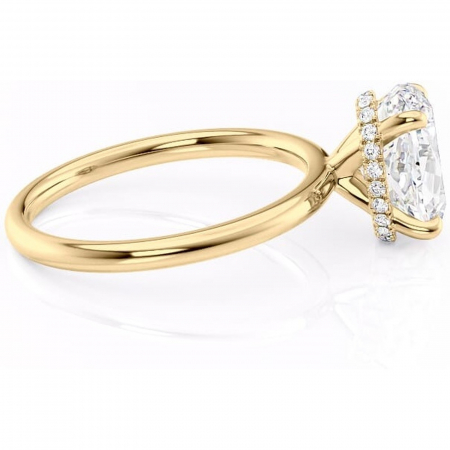 Inel de logodnă Indie din aur Galben 14kt cu moissanite tăietură ovală – Solitar rafinată pentru profil înalt | Personalizează și configurează gratuit online [1]