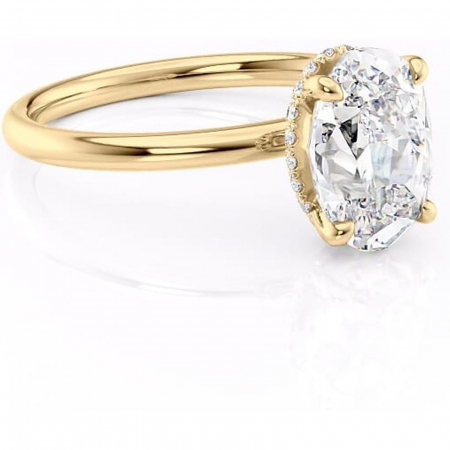 Ovală - Inel de logodnă Indie din aur Galben 18kt cu moissanite tăietură ovală – Solitar rafinată pentru profil înalt | Personalizează și configurează gratuit online