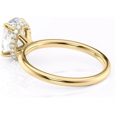 Inel de logodnă Indie din aur Galben 14kt cu moissanite tăietură ovală – Solitar rafinată pentru profil înalt | Personalizează și configurează gratuit online [4]