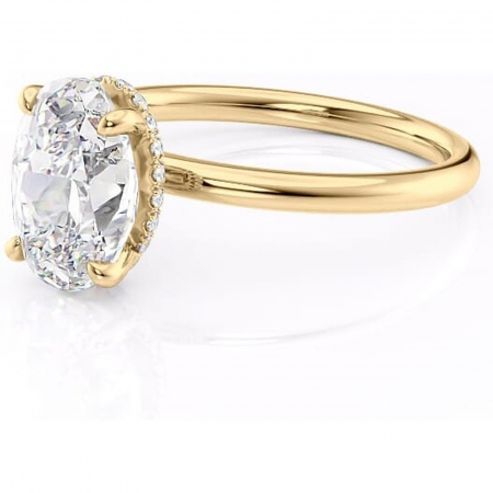 Inel de logodnă Indie din aur Galben 14kt cu moissanite tăietură ovală – Solitar rafinată pentru profil înalt | Personalizează și configurează gratuit online [6]