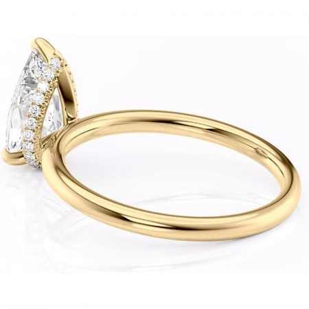 Inel de logodnă Indie din aur Galben 18kt cu moissanite tăietură pară – Solitar rafinată pentru profil înalt | Personalizează și configurează gratuit online [4]