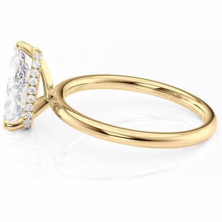 Inel de logodnă Indie din aur Galben 18kt cu moissanite tăietură pară – Solitar rafinată pentru profil înalt | Personalizează și configurează gratuit online [5]