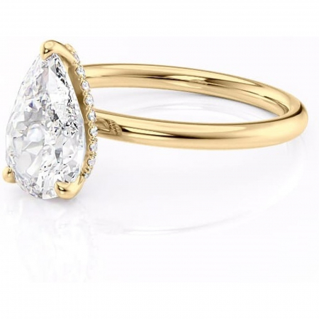 Inel de logodnă Indie din aur Galben 18kt cu moissanite tăietură pară – Solitar rafinată pentru profil înalt | Personalizează și configurează gratuit online [6]