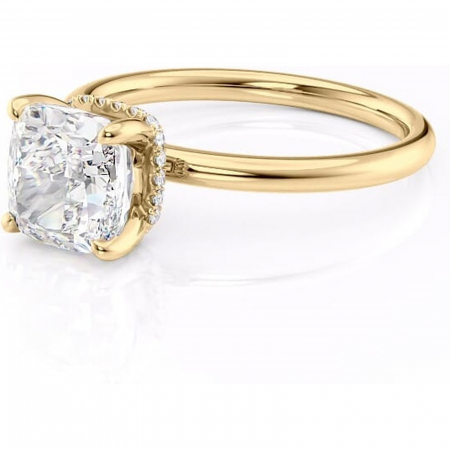 Inel de logodnă Indie din aur Galben 18kt cu moissanite tăietură pernă – Solitar rafinată pentru profil înalt | Personalizează și configurează gratuit online [6]