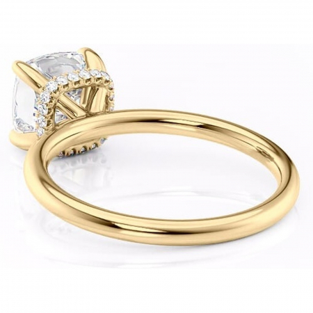 Inel de logodnă Indie din aur Galben 18kt cu moissanite tăietură pernă – Solitar rafinată pentru profil înalt | Personalizează și configurează gratuit online [3]