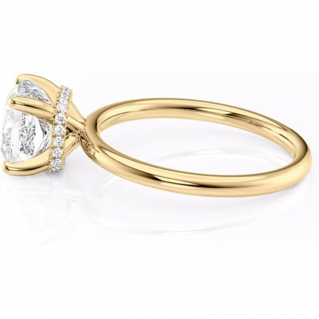 Inel de logodnă Indie din aur Galben 18kt cu moissanite tăietură pernă – Solitar rafinată pentru profil înalt | Personalizează și configurează gratuit online [5]