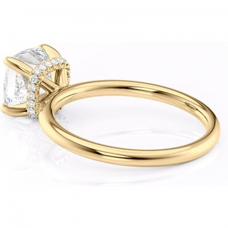 Inel de logodnă Indie din aur Galben 18kt cu moissanite tăietură pernă – Solitar rafinată pentru profil înalt | Personalizează și configurează gratuit online [4]