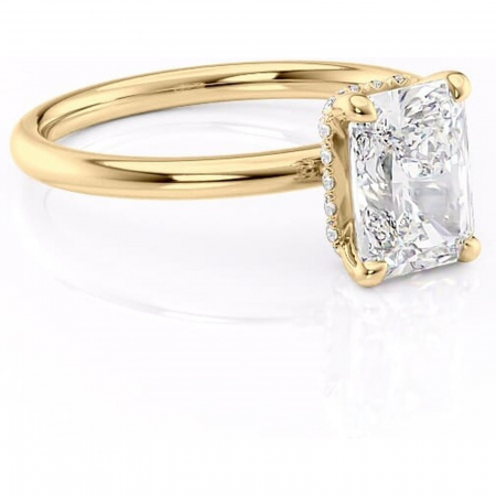 18K - Inel de logodnă Indie din aur Galben 18kt cu moissanite tăietură radiantă – Solitar rafinată pentru profil înalt | Personalizează și configurează gratuit online