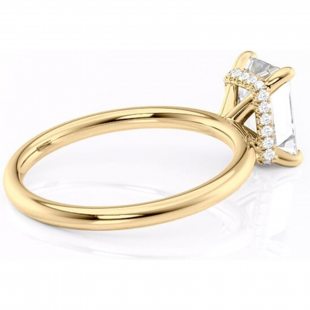 Inel de logodnă Indie din aur Galben 14kt cu moissanite tăietură smarald – Solitar rafinată pentru profil înalt | Personalizează și configurează gratuit online [2]