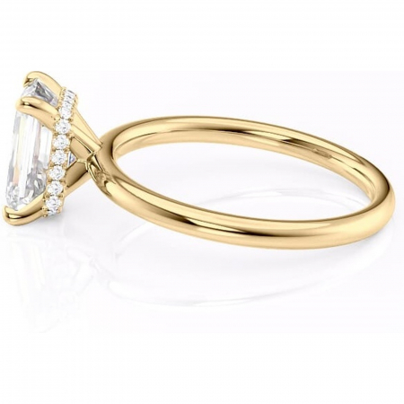Inel de logodnă Indie din aur Galben 14kt cu moissanite tăietură smarald – Solitar rafinată pentru profil înalt | Personalizează și configurează gratuit online [5]