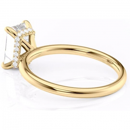 Inel de logodnă Indie din aur Galben 14kt cu moissanite tăietură smarald – Solitar rafinată pentru profil înalt | Personalizează și configurează gratuit online [4]