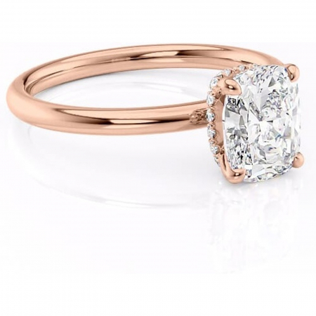 Pernă alungită - Inel de logodnă Indie din aur Rose 14kt cu moissanite tăietură pernă – Solitar rafinată pentru profil înalt | Personalizează și configurează gratuit online