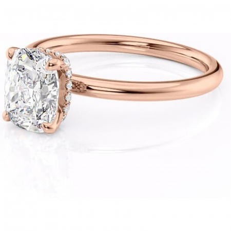 Inel de logodnă Indie din aur Rose 14kt cu moissanite tăietură pernă – Solitar rafinată pentru profil înalt | Personalizează și configurează gratuit online [6]