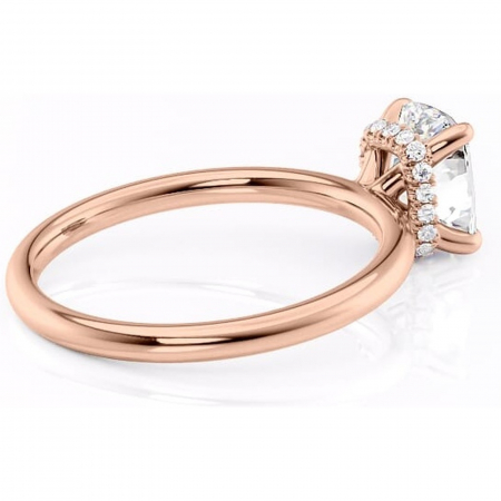 Inel de logodnă Indie din aur Rose 14kt cu moissanite tăietură pernă – Solitar rafinată pentru profil înalt | Personalizează și configurează gratuit online [2]