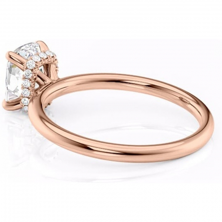 Inel de logodnă Indie din aur Rose 14kt cu moissanite tăietură pernă – Solitar rafinată pentru profil înalt | Personalizează și configurează gratuit online [4]