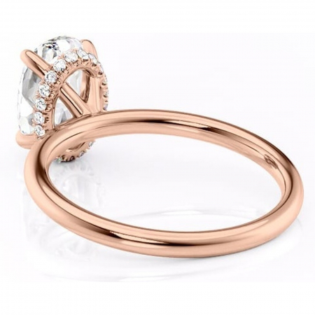 Inel de logodnă Indie din aur Rose 14kt cu moissanite tăietură ovală – Solitar rafinată pentru profil înalt | Personalizează și configurează gratuit online [3]