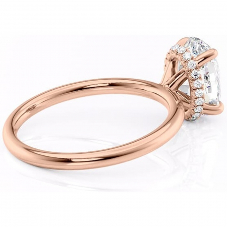 Inel de logodnă Indie din aur Rose 14kt cu moissanite tăietură ovală – Solitar rafinată pentru profil înalt | Personalizează și configurează gratuit online [2]