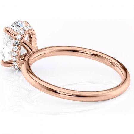 Inel de logodnă Indie din aur Rose 14kt cu moissanite tăietură ovală – Solitar rafinată pentru profil înalt | Personalizează și configurează gratuit online [4]