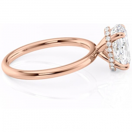 Inel de logodnă Indie din aur Rose 14kt cu moissanite tăietură ovală – Solitar rafinată pentru profil înalt | Personalizează și configurează gratuit online [1]