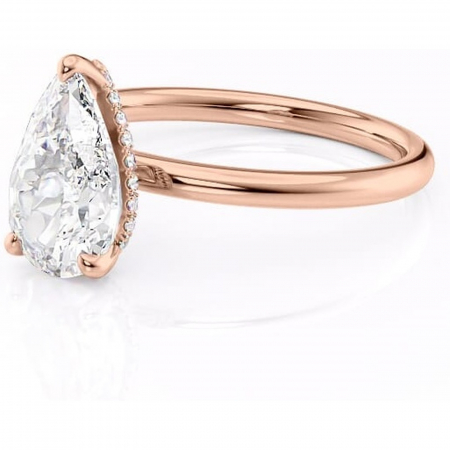Inel de logodnă Indie din aur Rose 18kt cu moissanite tăietură pară – Solitar rafinată pentru profil înalt | Personalizează și configurează gratuit online [6]